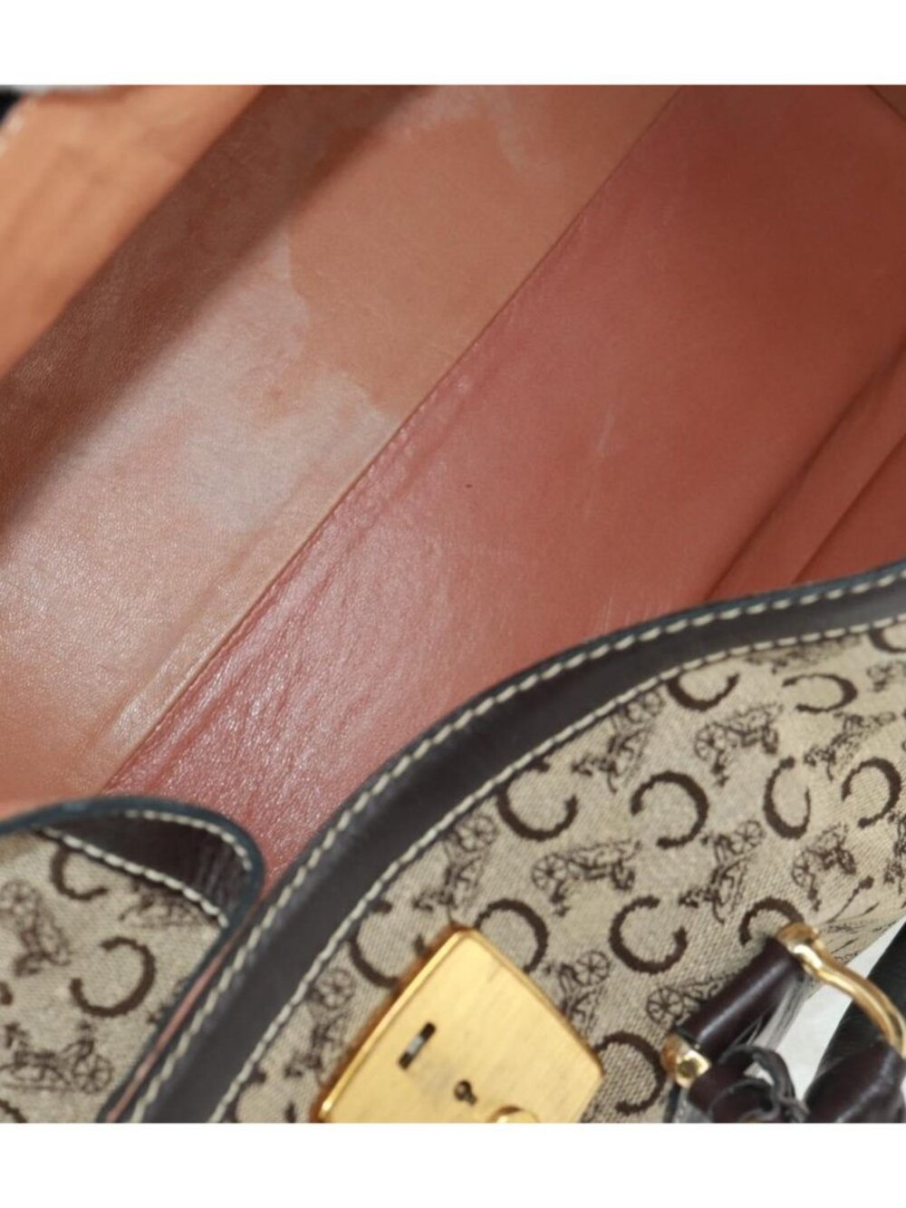 CELINE C Sulky Boston Bag Canvas Brown Gold - Picture 15 of 16